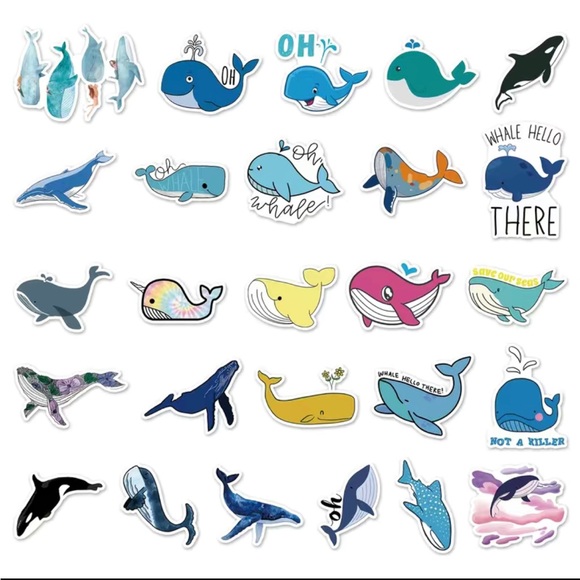 NWT 50 Piece Cartoon Whale Stickers - Picture 5 of 5
